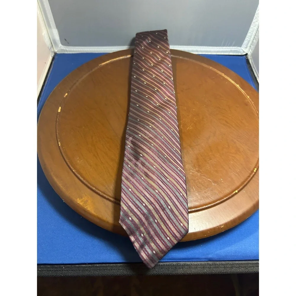 Benchley Designer‎ Collection Purple Men's 100% Silk Tie Striped Necktie